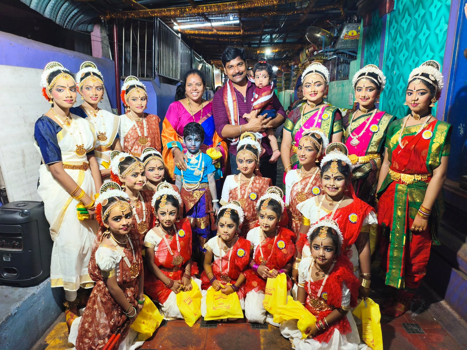 Natya Deepika Kuchipudi Academy students and guru ensemble in traditional classical attire