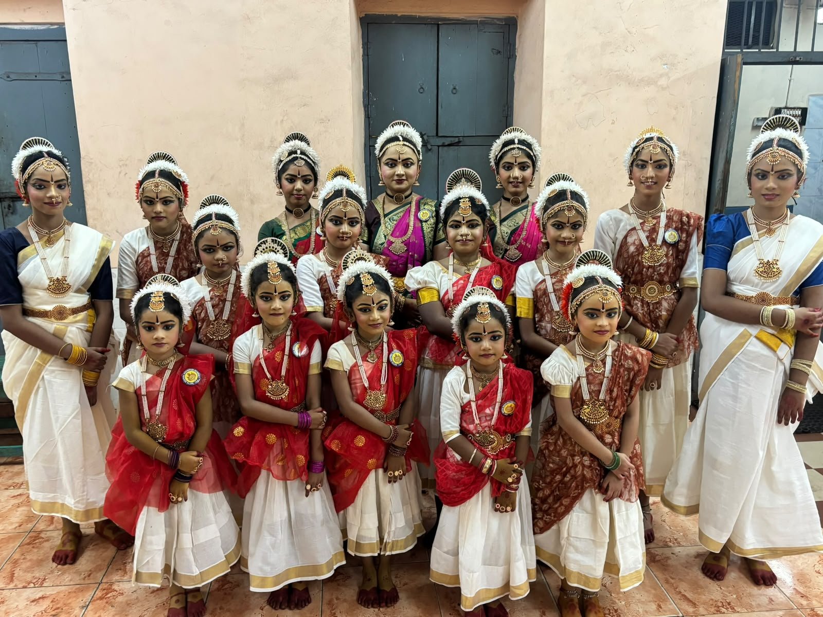 Natya Deepika Kuchipudi Academy students in traditional dance attire and jewelry